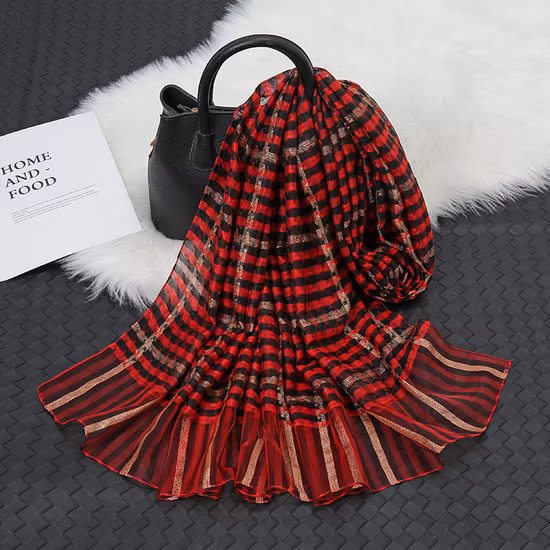 Supplier Wholesale Fashion Classic Jacquard Plaid Wool Blend Winter Scarf